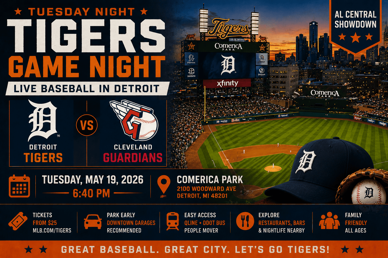 Detroit Tigers vs. Cleveland Guardians event graphic