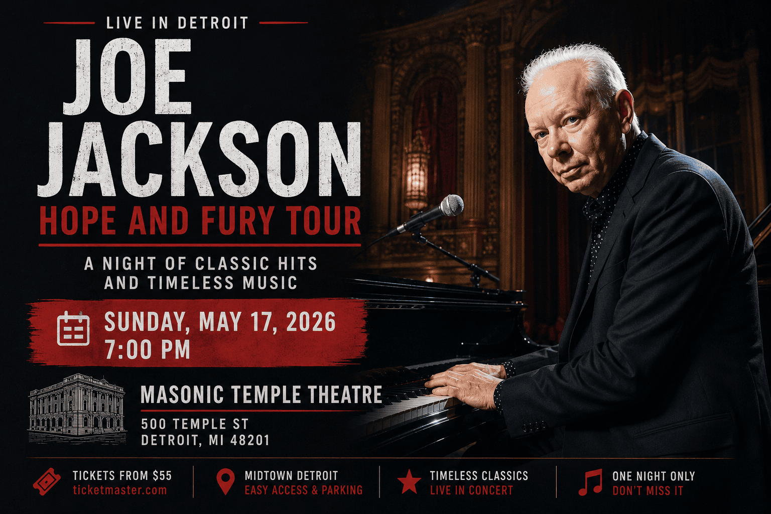 Joe Jackson – Hope and Fury Tour event graphic