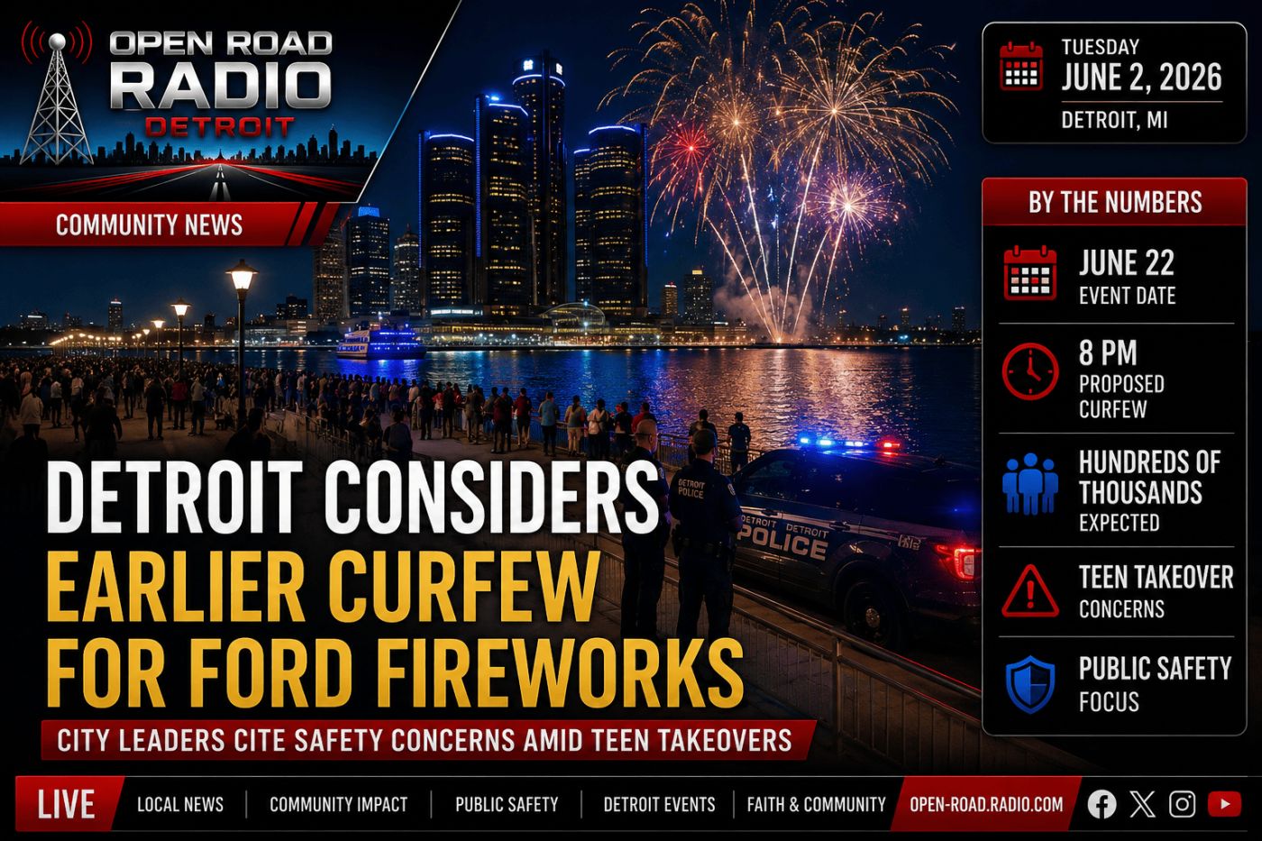 A Major Event With Major Concerns: Detroit Considers Earlier Curfew For Ford Fireworks