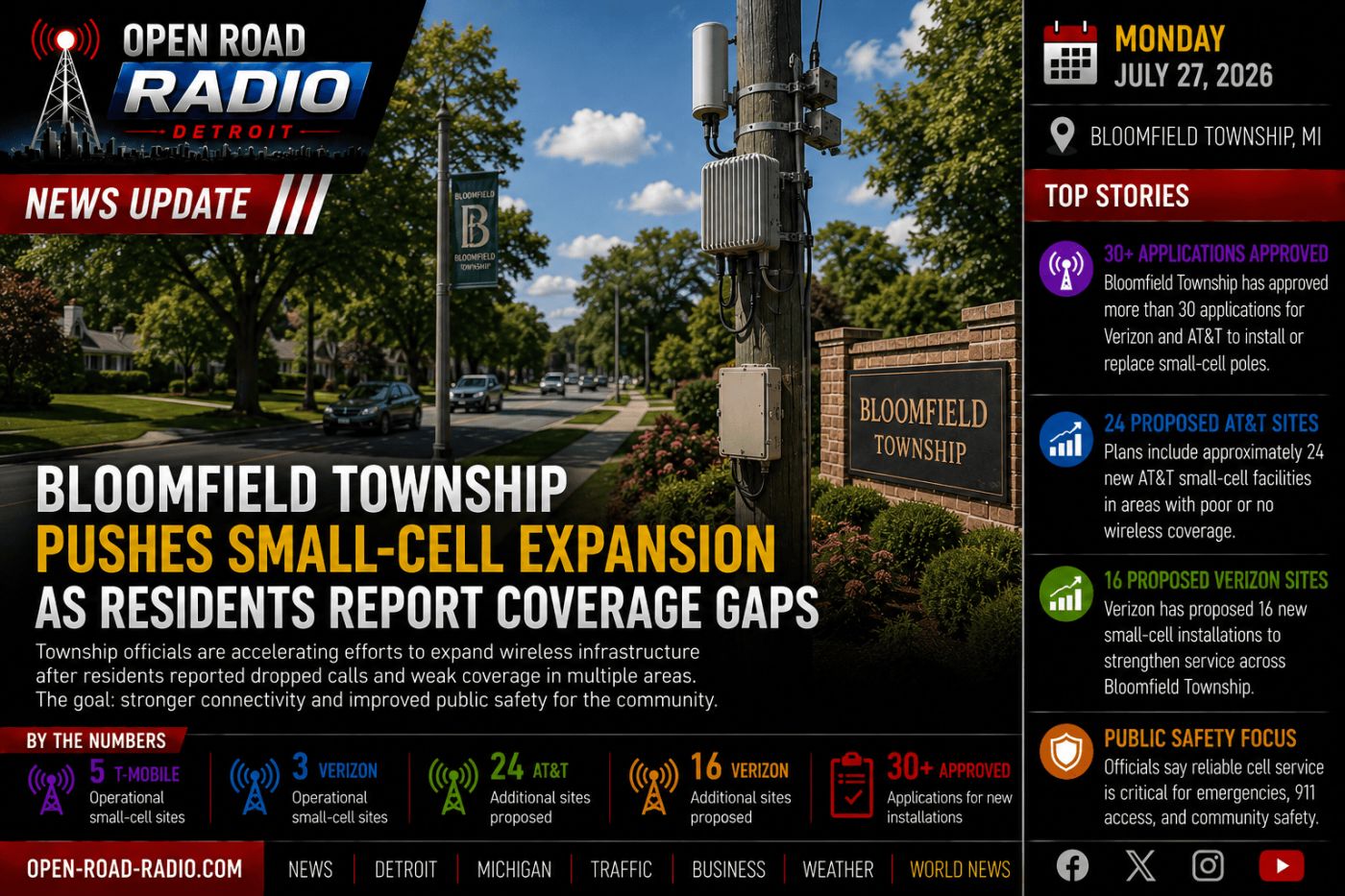 Bloomfield Township Pushes Small-Cell Expansion as Residents Report Coverage Gaps