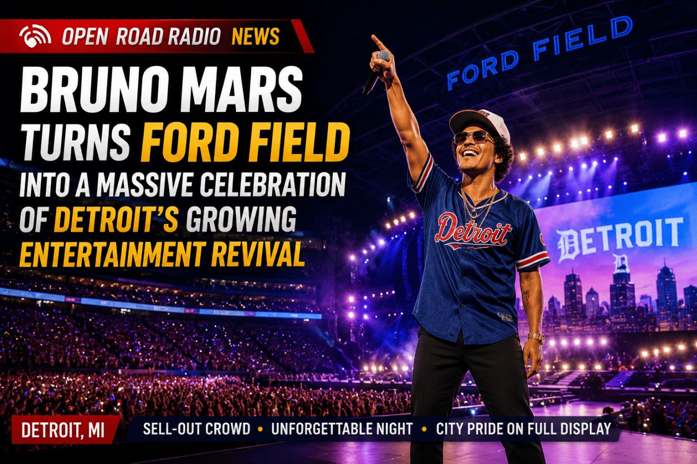 Bruno Mars Turns Ford Field Into a Massive Celebration of Detroit’s Growing Entertainment Revival
