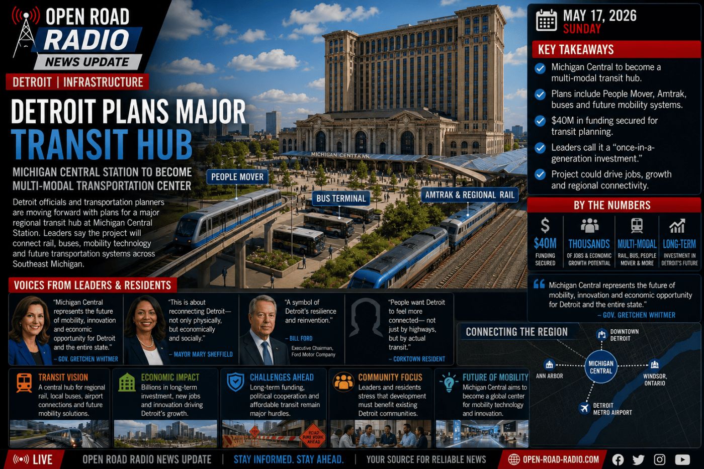 Detroit Plans Major Transit Hub Around Michigan Central Station