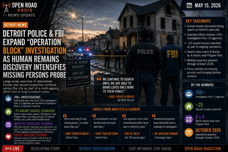 Detroit Police and FBI Expand “Operation Block” as Human Remains Discovery Intensifies Investigation
