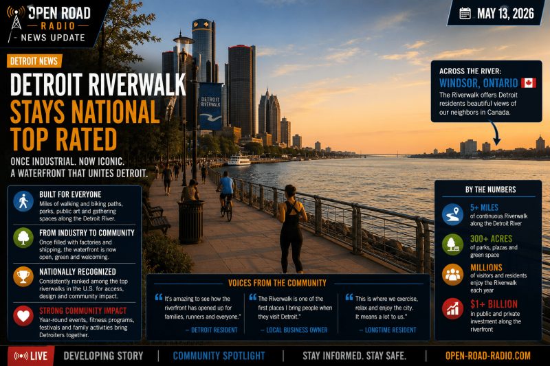 Detroit Riverwalk Continues National Recognition as Symbol of City’s Transformation