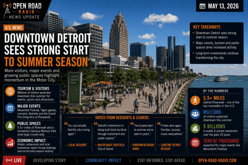 Downtown Detroit Sees Strong Start to Summer Season as City Continues Long-Term Transformation