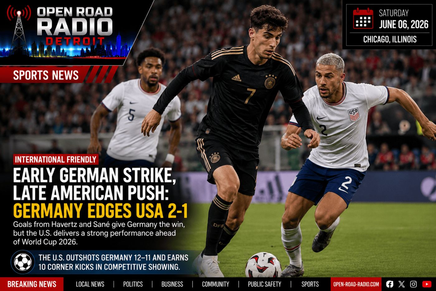 Early German Strike, Late American Push: Germany Edges USA 2-1 In Chicago
