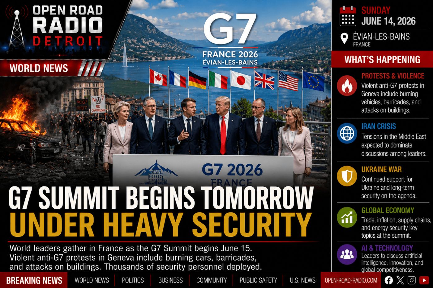 G7 Summit Begins Under Heavy Security After Anti-G7 Unrest Near French Border