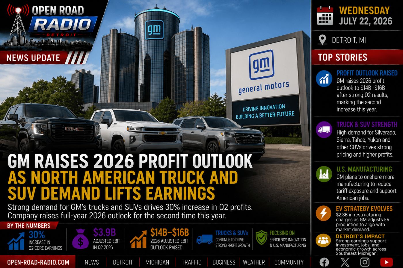 GM Raises 2026 Profit Outlook as Strong Truck and SUV Demand Drives Another Strong Quarter