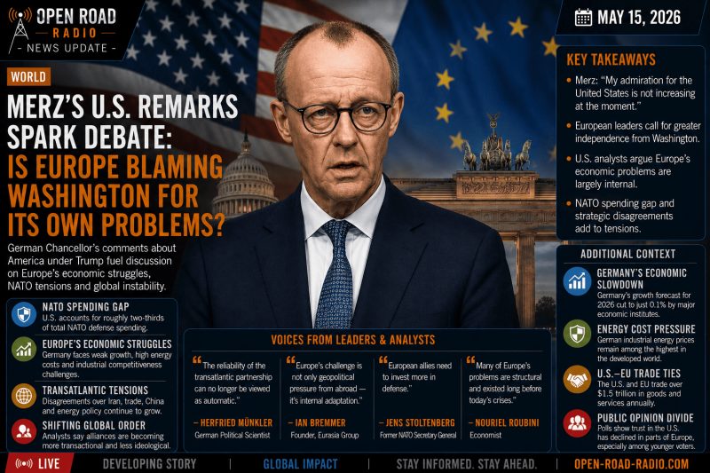 Merz’s U.S. Remarks Spark Debate Over Whether Europe Is Blaming Washington for Its Own Problems