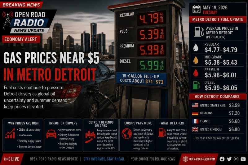 Metro Detroit Drivers Feel Pressure As Gas Prices Remain Near $5 Per Gallon