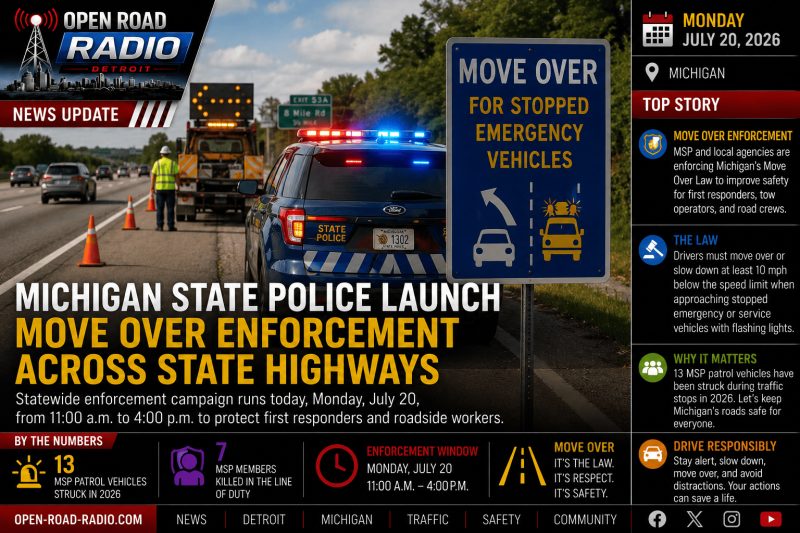 Michigan State Police Launch Statewide "Move Over" Enforcement Across Michigan Highways