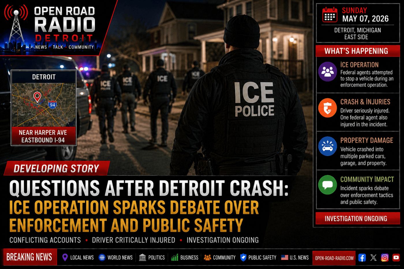 Questions After Detroit Crash: ICE Operation Sparks Debate Over Enforcement And Public Safety
