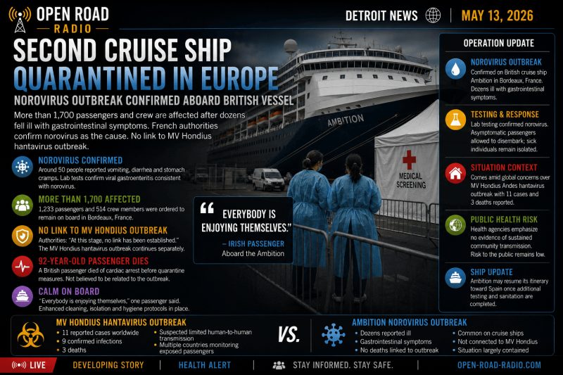 Second Cruise Ship Placed Under Quarantine in Europe as Authorities Confirm Norovirus Outbreak Aboard British Vessel