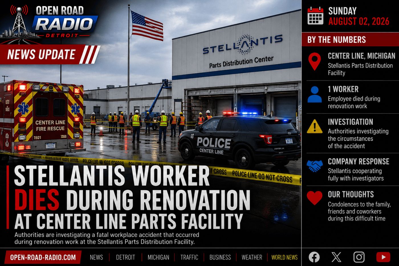 Stellantis Worker Dies During Renovation at Center Line Parts Facility