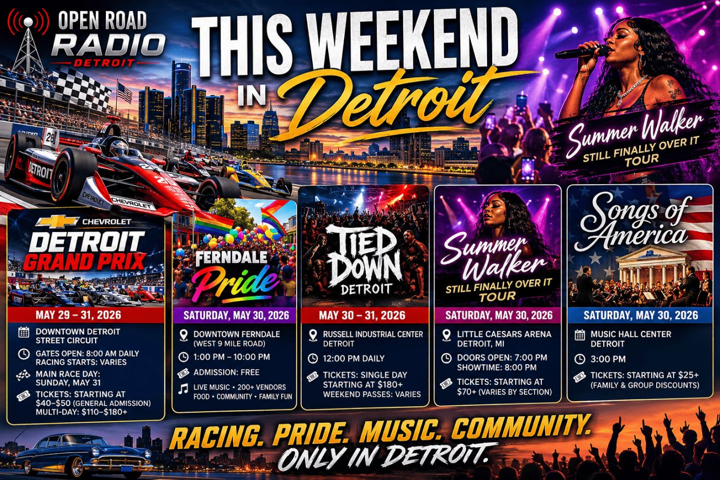 This Weekend In Detroit: Racing, Pride, Music And Community Events Across The Metro Area