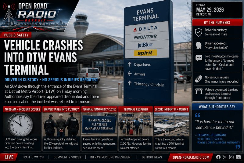 Vehicle Crashes Into DTW Terminal, Raising New Questions About Airport Security