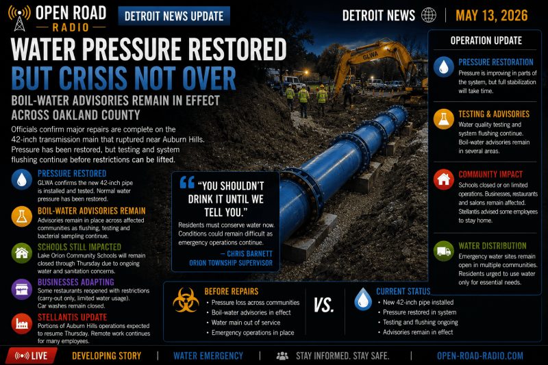 Water Pressure Restored Across Oakland County — But Officials Warn Crisis Is Not Over